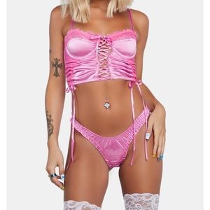 *New* Ruched lace bustier corset lingerie set